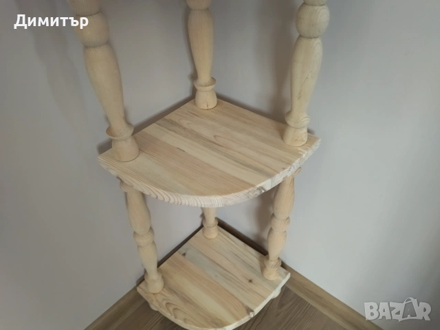 Ръчно изработена ъглова етажерка ( НАТУРАЛНА ) !!, снимка 4 - Етажерки - 55068990