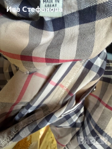  Оригинална памук памучна маркова 100% оригинала рокля риза Burberry Great Britain каре, снимка 5 - Рокли - 51709148