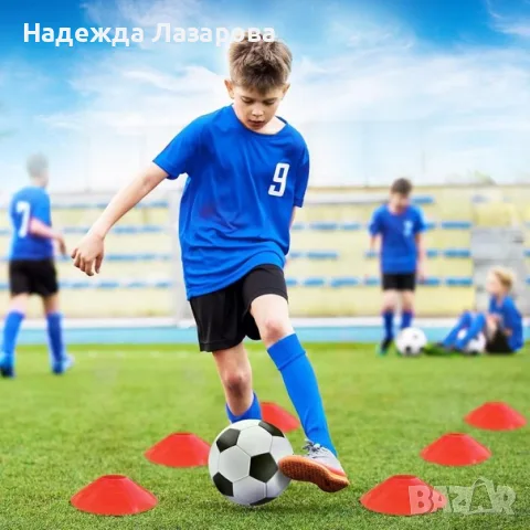 Детски поп-ъп футболни врати комплект 2 бр. с топка размер 3, 10 конуса и помпа, снимка 2 - Футбол - 55604107