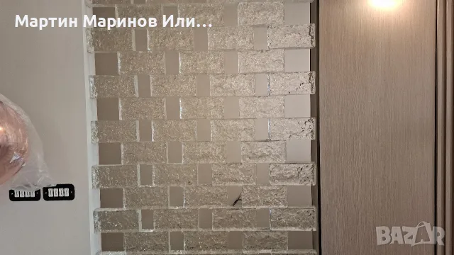 Декоративни стъклени тухлички.Преградна стена, снимка 2 - Облицовки - 55564843