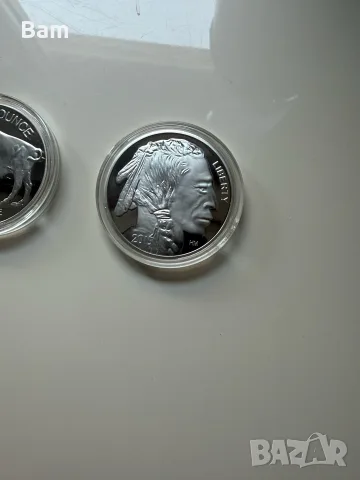 1 oz .999 сребърна монета/кръг – Buffalo, снимка 2 - Нумизматика и бонистика - 55644192