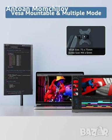 Преносим монитор Yodoit PTM15 15.6 FHD USB-C HDMI, снимка 6 - Монитори - 54827782