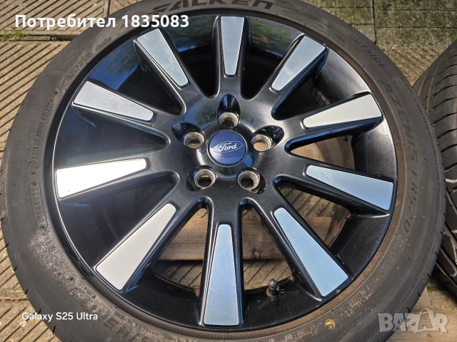 Лети джанти 17ки 5х108 Ford + летни гуми 225/45/17, снимка 4 - Гуми и джанти - 54502281