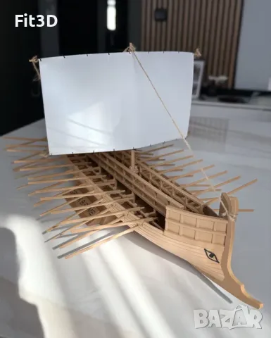 3D Декоративен макет на Древногръцки кораб (Трирема) – Стенна / Масна декорация
