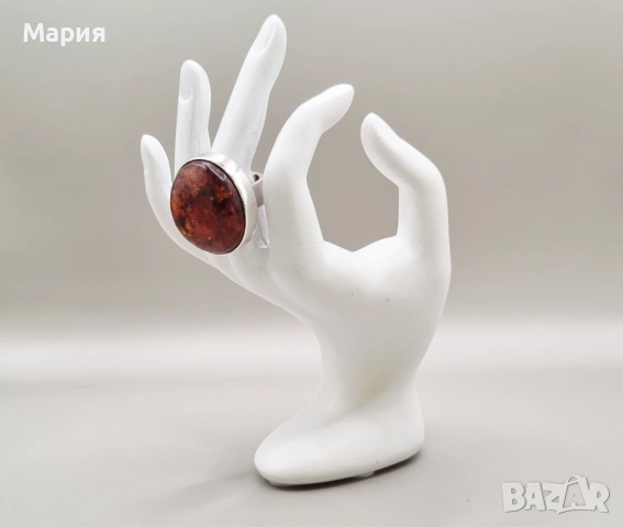 СРЕБЪРЕН ПРЪСТЕН С КЕХЛИБАР 25.16ГР