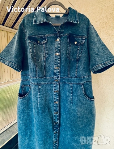 Макси дънкова рокля / тренч 5XL (става и за XL, 2XL), снимка 6 - Рокли - 54654191