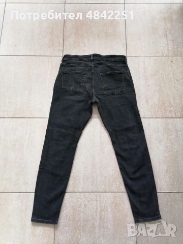 Мъжки черни дънки Zara, 34 размер , снимка 2 - Дънки - 55048264