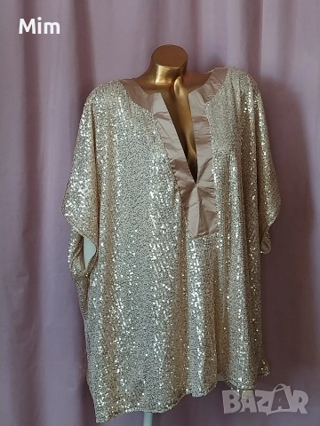3XL Блуза с златисти пайети , снимка 5 - Туники - 55019233