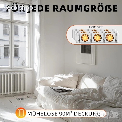 Hoppe's QJRV-03 Trio Set Radiator Ventilator, комплект интелигентни вентилатори, снимка 7 - Други стоки за дома - 54122068