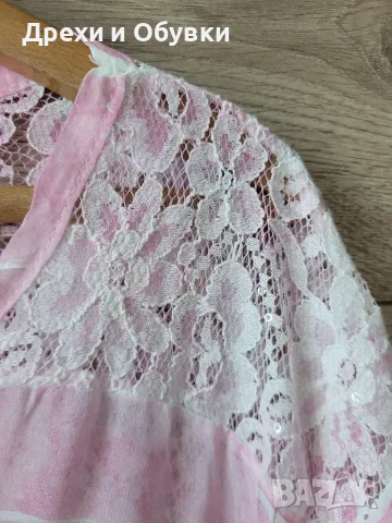 Туника розово и бяло с рози и дантела , снимка 4 - Туники - 55474308
