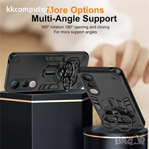 Калъф за vivo V50 Lite 4G/5G – PC + TPU, Въртящ се стенд, 2 цвята, снимка 4 - Калъфи, кейсове - 55378855