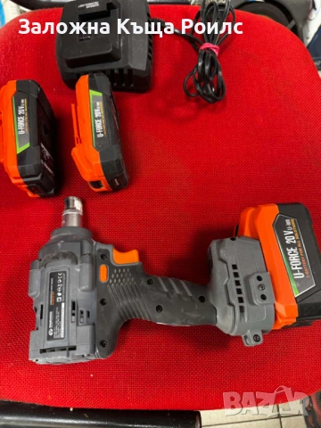 Безчетков акумулаторен гайковерт Daewoo U-FORCE 20V + 3 батерии и зарядно, снимка 2 - Други инструменти - 54410384