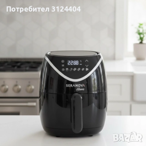 Фритюрник с горещ въздух (Air Fryer) Seranova, 5L, 2000W, Дигитален сензорен дисплей, снимка 3 - Фритюрници - 54968122