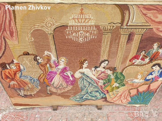 много голям стар гоблен 110 см х 78 см, снимка 4 - Антикварни и старинни предмети - 54483956