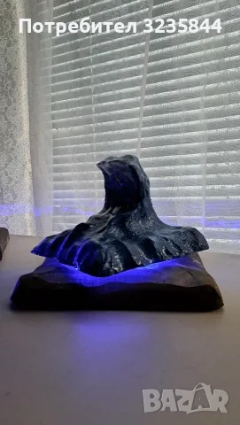 Уникални ръчно изработени скулптури/лампи "Вълни" от дърво и смола (LED)