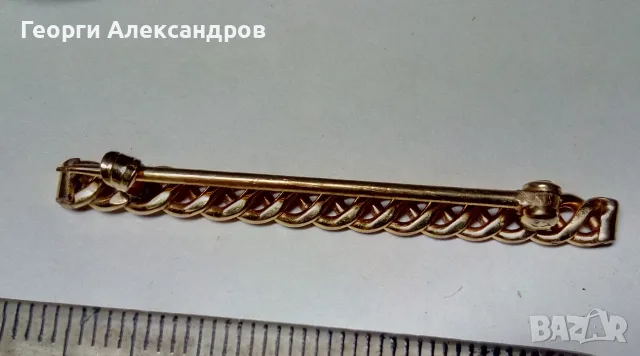 СТАР Аристократичен Джентълменски Аксесоар Дебело Позлатена мъжка игла / фиба за яка, снимка 3 - Антикварни и старинни предмети - 55659989