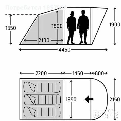 Палатка надуваема Kampa brean 3 air, снимка 5 - Палатки - 55468142