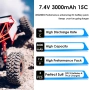 3000mAh 7.4 V литиево-йонна батерия с Deans T-щепсел 2S презареждаща се RC батерия, снимка 2
