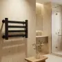 Отопляем електрически радиатор за кърпи с термостат, 4 бара, 355 x 485 мм, самозалепващ, черен, снимка 7