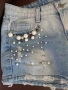 M къси дънкови гащи с перли, модерно къси панталони , снимка 3