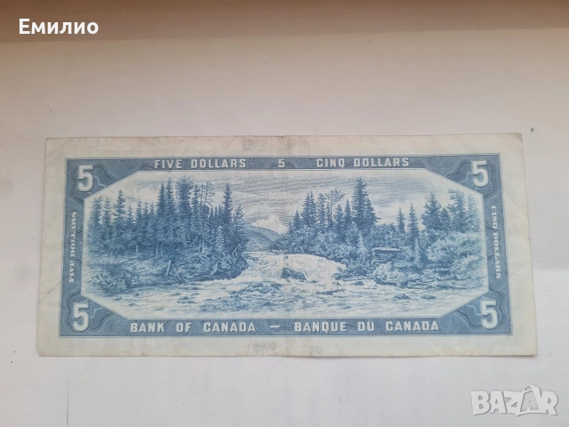 SCARCE CANADA 🇨🇦 5 DOLLARS 1954 , снимка 2 - Нумизматика и бонистика - 54793104
