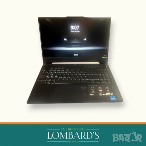 Лаптоп ASUS TUF GAMING F15 i7-12 512 GB 16 RAM VC 3050. N: 1130434