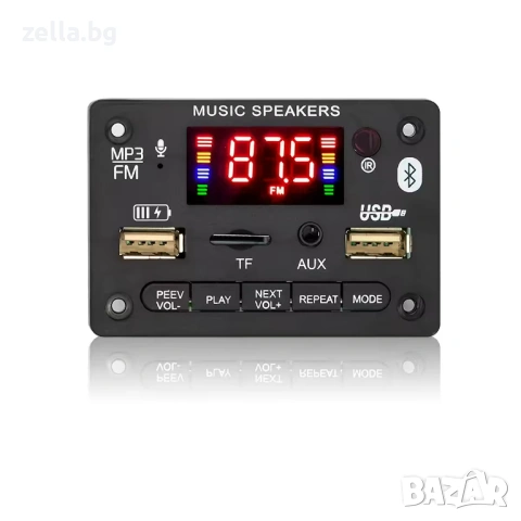 Bluetooth 5.0 аудио модул с усилвател 2x40W, FM радио, MP3, USB, TF карта, 5V-12V 10291