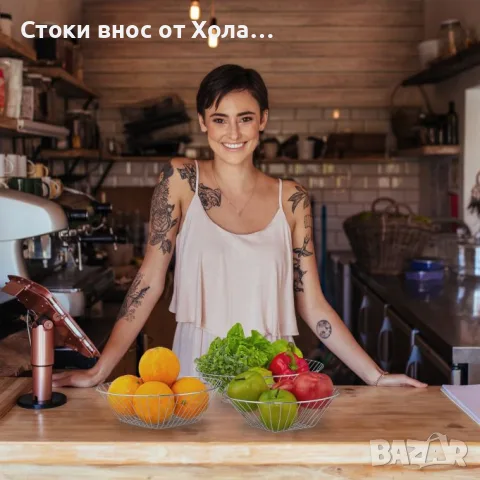 Висяща кошница на 3 нива Relaxdays – за плодове и съхранение, метална, сребриста, спестяваща място, снимка 5 - Други стоки за дома - 55365998