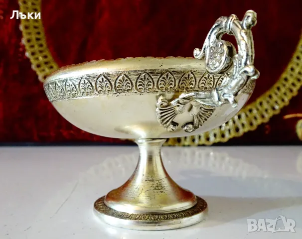 Посребрена сомелиерска чаша на столче. , снимка 3 - Антикварни и старинни предмети - 55342136
