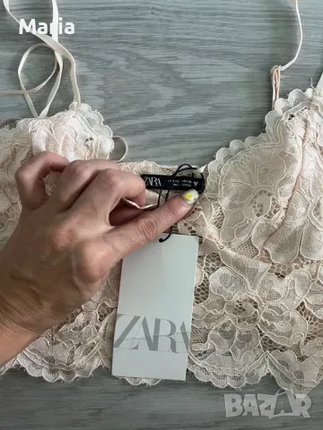 Дамски дантелен топ Zara, снимка 2 - Корсети, бюстиета, топове - 55383287