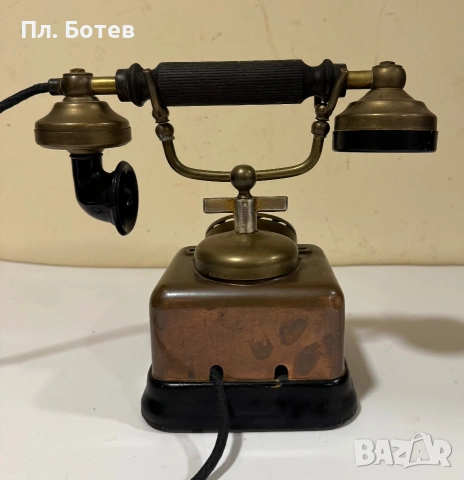 Стар метален телефон, снимка 4 - Антикварни и старинни предмети - 55015642