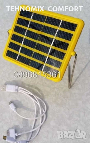 Соларно зарядно за телефон с акумулатор с USB изход с лед лампа за осветление ( нова стока), снимка 4 - Безжични зарядни - 55189089