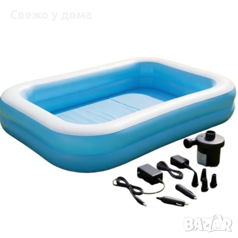 Надуваем семеен басейн 200x150 см + компактна електрическа помпа