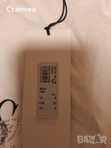  Чисто нова дамска тениска River Island с пайети и мъниста (размер EUR 32 / XXS-XS), снимка 3 - Тениски - 54905502