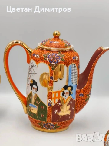 Satsuma Japan японски порцеланов сервиз за кафе,  „Lithophane Geisha“, снимка 12 - Сервизи - 54374782