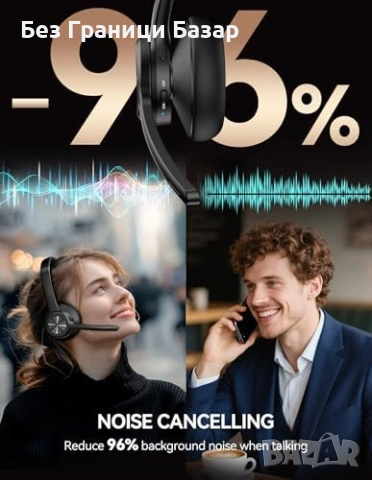 Нова слушалка Bluetooth хендсфри TECKNET за работа, кол център, шофьори, 15 м обхват, снимка 2 - Bluetooth слушалки - 54968041