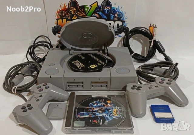Sony PlayStation 1 (PS1) PAL + 2 Контролера + 2 Memory Card + 2 Игри