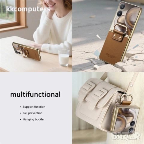 Xiaomi Mix Flip 2 калъф – PC+PU кожа, метално покритие, халка подставка, протектор, 4 цвята, снимка 14 - Калъфи, кейсове - 54594415