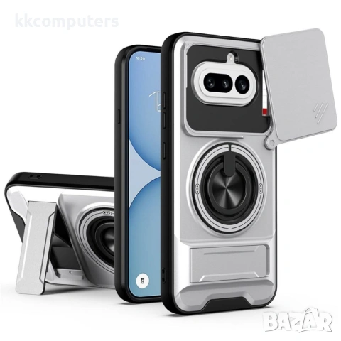 Магнитен Калъф за Nothing Phone (4a) с Пръстен и Капаче за Камера - PC+TPU, 360° стойка, 5 цвята, снимка 2 - Калъфи, кейсове - 54087390