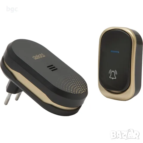 НОВ  Звънец Delight, Wireless, 32 тона, 12V, 60-90 dB, 100 м, Черен/Златист 