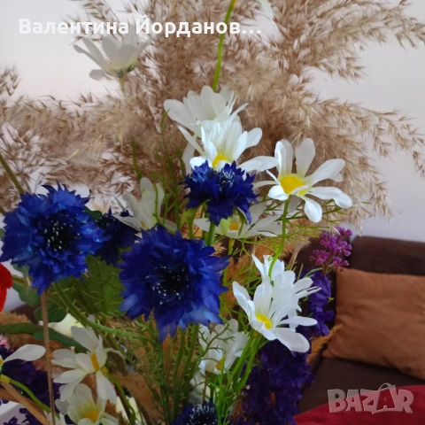 полски цветя в ваза, снимка 3 - Картини - 54729444