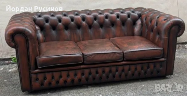 Оригиналне кожени диван Chesterfield Честърфийлд естествена телешка кожа Внос, снимка 8 - Дивани и мека мебел - 55376647
