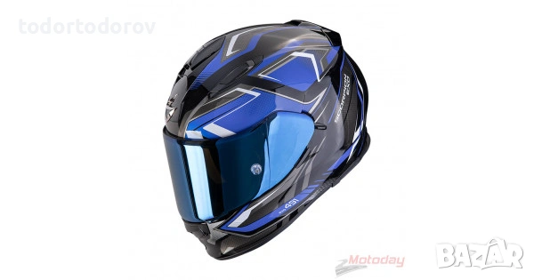 Мото каска за мотор Scorpion EXO 491 Zumo Black/BLue,очила, снимка 2 - Аксесоари и консумативи - 54152471