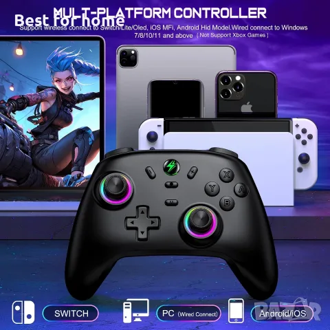 NinjaPlusOX Switch контролер за Nintendo Switch/2/Lite/OLED, безжичен джойстик Hall Joystick , снимка 3 - Джойстици и геймпадове - 55604125