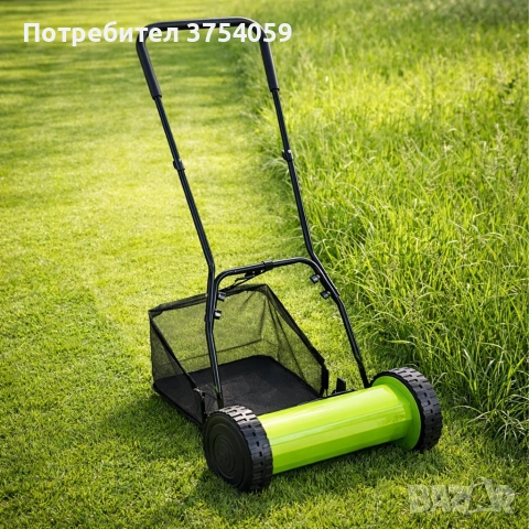Ръчна косачка за трева с кош 40 см (16"), 5 остриета, регулируема височина 17–33 мм – Тиха, екологич, снимка 3 - Градинска техника - 55161918