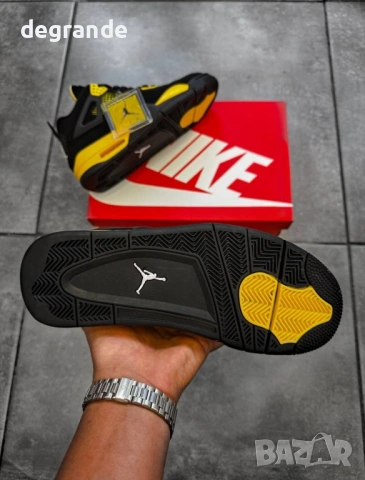  👟Nike Air Jordan 4 Retro Black Yellow, снимка 4 - Маратонки - 54748511