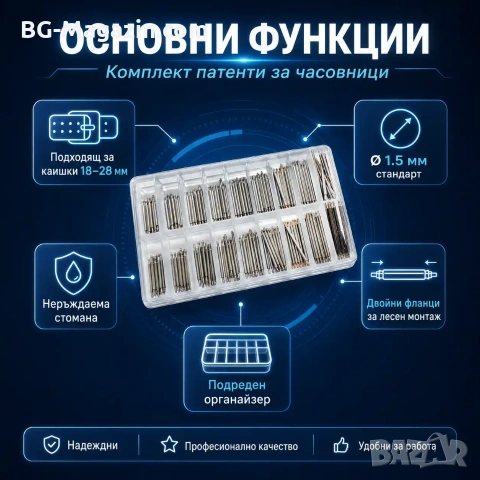 Комплект патенти и щифтове за каишки на часовници 18mm-28mm от неръждаема стомана, снимка 6 - Други инструменти - 54027378