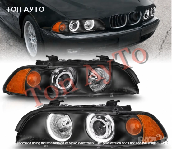 Тунинг Фарове Angel Eyes за BMW E39 1997–2003 Черни Рефлекторни Комплект С Включени Крушки, снимка 3 - Аксесоари и консумативи - 55258090