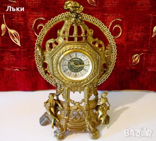 Механичен бронзов часовник,каминен часовник. , снимка 6 - Антикварни и старинни предмети - 55531381