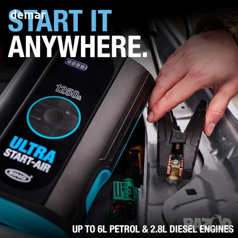 RING ULTRA START-AIR 1250A джъмп стартер Jump starter и помпа за гуми (RJST1030) с LED фенер и SOS, снимка 3 - Аксесоари и консумативи - 55001076